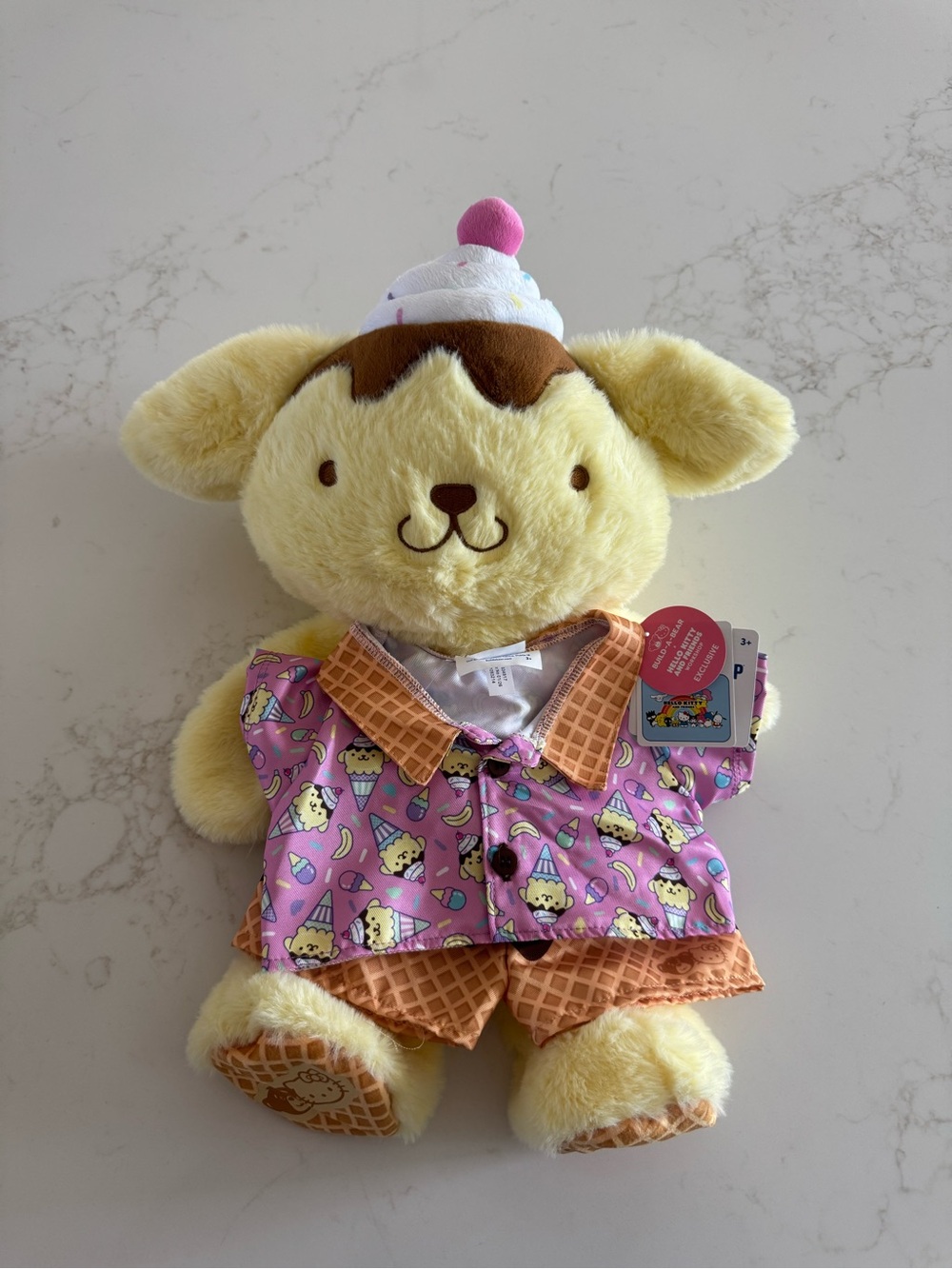 Hello Kitty Build A Bear Banana split Pompompurin LA Exclusive Bab Sanrio New